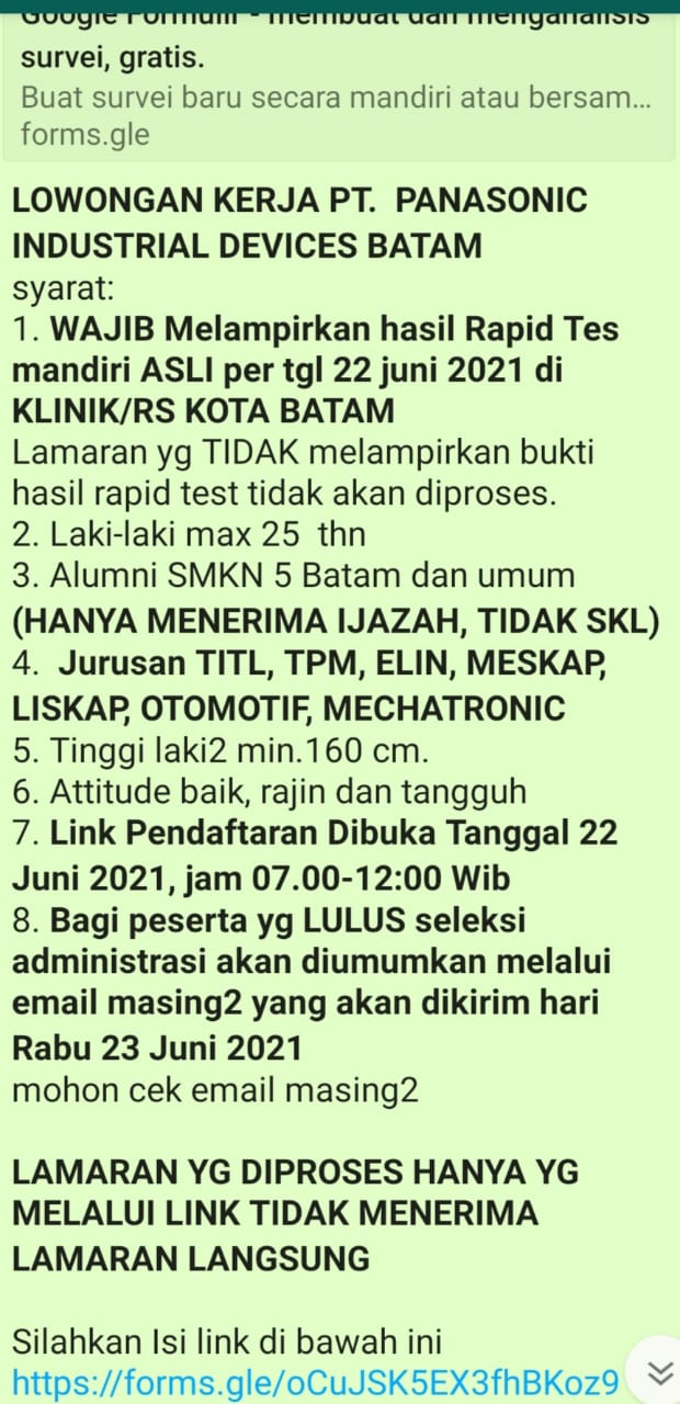 Gambar utama LOWONGAN KERJA PT.  PANASONIC INDUSTRIAL DEVICES BATAM BACTH 24