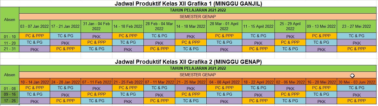 Gambar utama Pembuatan Rencana Jadwal Pembelajaran Semester Genap Jurusan Grafika